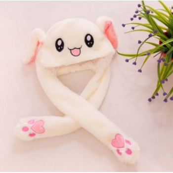 Small White Bunny Ears Can Move Funny Hat Cartoon Plush Hat Gift Rabbit Ear Moving Plush Hat Halloween Gift Kids Party