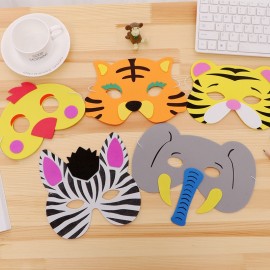 3pcs Random Mask Birthday Party Supplies EVA Foam Animal Zoo Jungle Masks Cartoon Hats Kids Party Dress Up Party Decoration