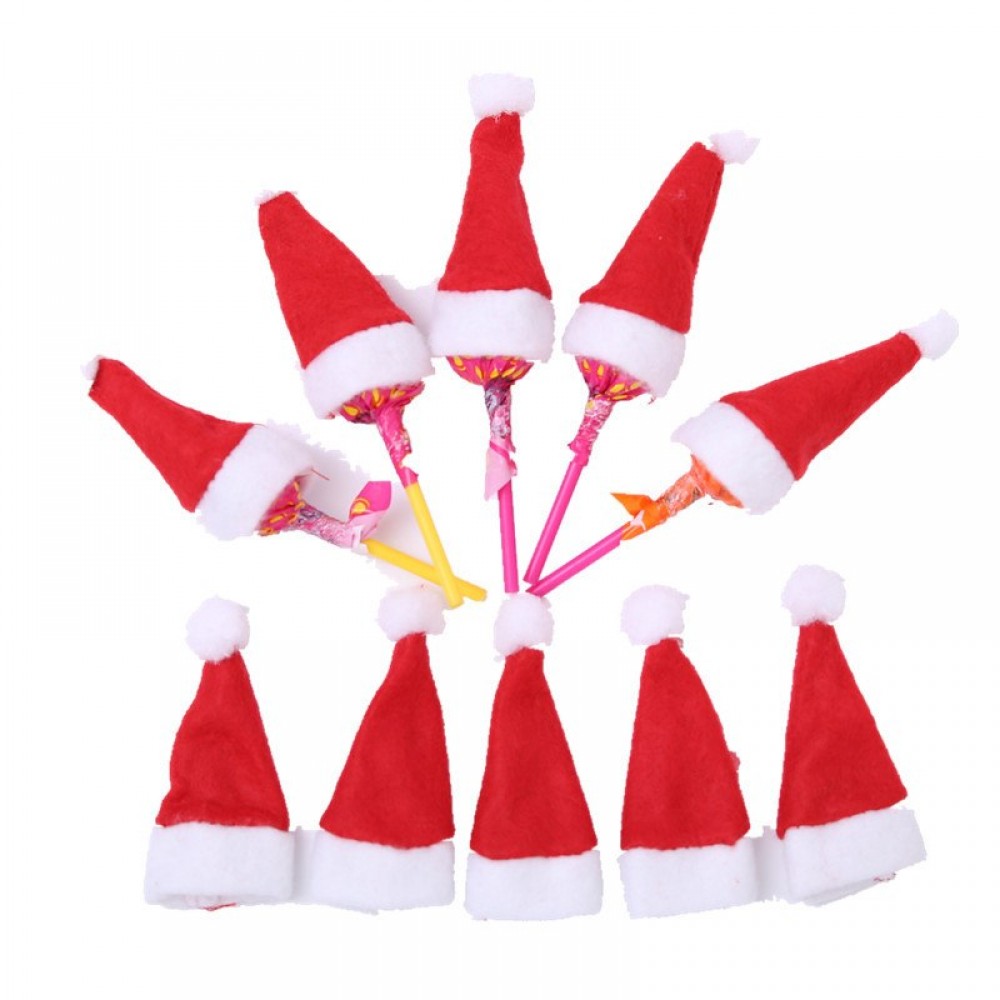 24pcs/lot Mini small Claus Hat  Lollipop Top Topper Cover Caps Ornament Decor 40%off