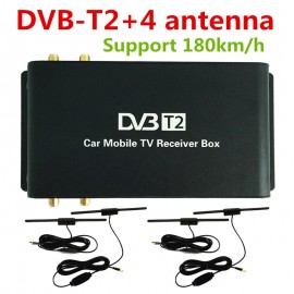 Car DVB-T2 Four Mobility Tuner Active Antenna Digital TV Receiver Box For Russia Thailand Singapore Kenya Support 180km/h