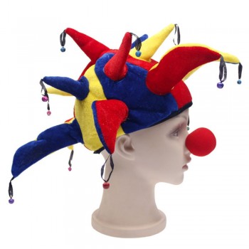 Funny Halloween Masquerade Colorful Decoration Cosplay Clown Hat +Red Nose Adult Child Carnival Clown Costume