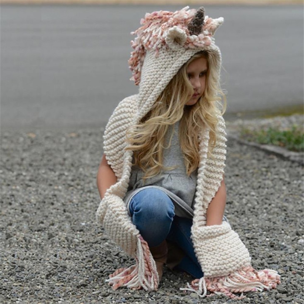 Unicorn Childrens wool hat warm knit hat  photo props cosplay toy hat plush toy Christmas Halloween birthday party dress up
