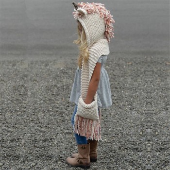 Unicorn Childrens wool hat warm knit hat  photo props cosplay toy hat plush toy Christmas Halloween birthday party dress up