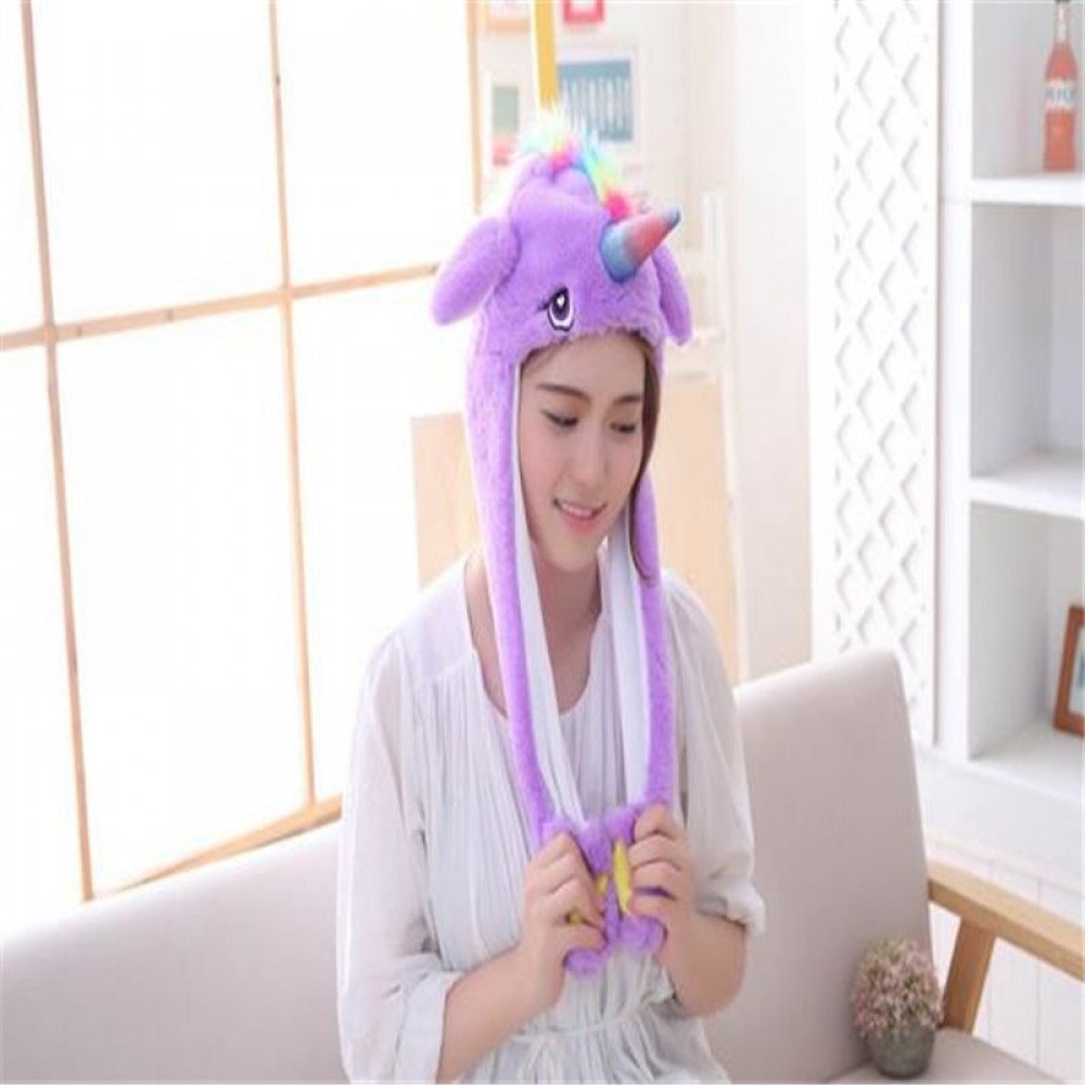 Unicorn hat with ears moving photo props cosplay toy hat plush toy Christmas Halloween birthday party dress up
