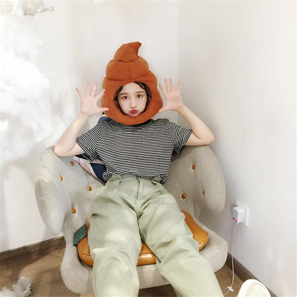Cartoon funny cute A big poop Set head cap cosplay toy hat plush toy Christmas Halloween birthday party dress up
