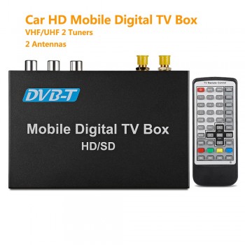 T238B Car TV Box DVB-T Mobile Digital Receiver HD/SD UHF/VHF Dual Tunners Support USB HDMI AV-out TV/Radio Upto 230km/h Like X98