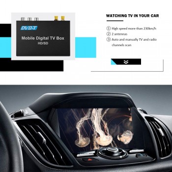 T238B Car TV Box DVB-T Mobile Digital Receiver HD/SD UHF/VHF Dual Tunners Support USB HDMI AV-out TV/Radio Upto 230km/h Like X98