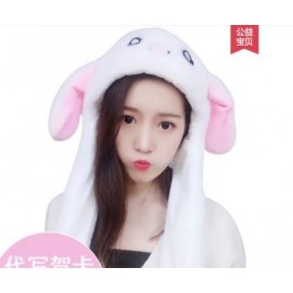 Plush Moving Ear Rabbit Hat Funny Hand Pinching Airbag Magnet Ear To Move Vertical Ears Cap Cute Animal Creative Holiday Gift