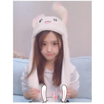 2018 Fashion Moving Hat Rabbit Ears Plush Sweet Cute Airbag Cap Kawaii Popular Girls Cap New Arrival Rabbit Ears Can Move