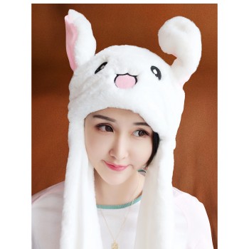 2018 Fashion Moving Hat Rabbit Ears Plush Sweet Cute Airbag Cap Kawaii Popular Girls Cap New Arrival Rabbit Ears Can Move