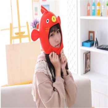 Cartoon puffer fish headgear hat photo props cosplay toy hat plush toy Christmas Halloween birthday party dress up