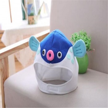 Cartoon puffer fish headgear hat photo props cosplay toy hat plush toy Christmas Halloween birthday party dress up