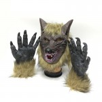Scary Horror Animal Wolf Mask Hat Werewolf Glove Creepy Full Face Wolf Latex  Claws Theater Prank Halloween Toy