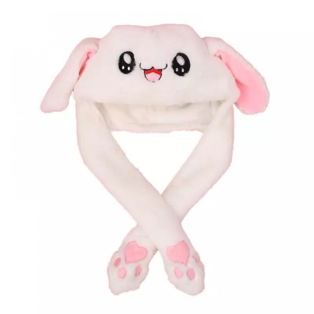 Children Party  Rabbit Ear Moving Piching Pink With White Long Winter Animals  Kids Girl Fashion Warm Cosplay Toy Mb031