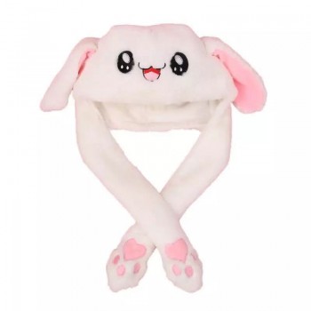 Children Party  Rabbit Ear Moving Piching Pink With White Long Winter Animals  Kids Girl Fashion Warm Cosplay Toy Mb031