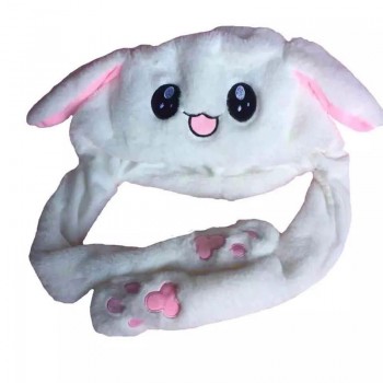 Children Party  Rabbit Ear Moving Piching Pink With White Long Winter Animals  Kids Girl Fashion Warm Cosplay Toy Mb031