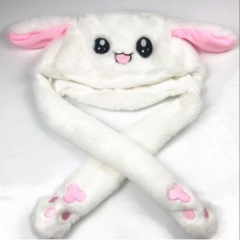 Children Party  Rabbit Ear Moving Piching Pink With White Long Winter Animals  Kids Girl Fashion Warm Cosplay Toy Mb031