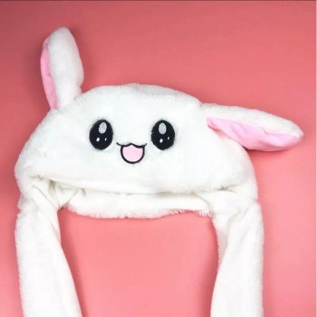 Children Party  Rabbit Ear Moving Piching Pink With White Long Winter Animals  Kids Girl Fashion Warm Cosplay Toy Mb031
