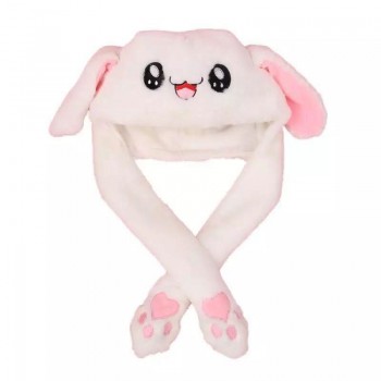 Children Party  Rabbit Ear Moving Piching Pink With White Long Winter Animals  Kids Girl Fashion Warm Cosplay Toy Mb031