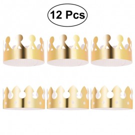 12pcs Golden Crown Hats Child Crown Cap Birthday Celebration Baby Shower Hat Cute Party Supplies Photo Props Cartoon Hats