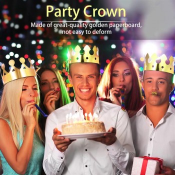 12pcs Golden Crown Hats Child Crown Cap Birthday Celebration Baby Shower Hat Cute Party Supplies Photo Props Cartoon Hats