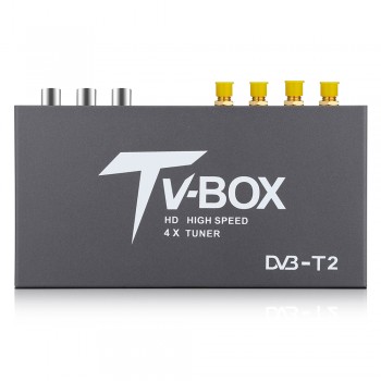 High Speed Car HD DVB-T2 Mobile Digital TV Box Receiver 4X Tuner PAL/NTSC Video System 4 Antenna Mobile TV Box