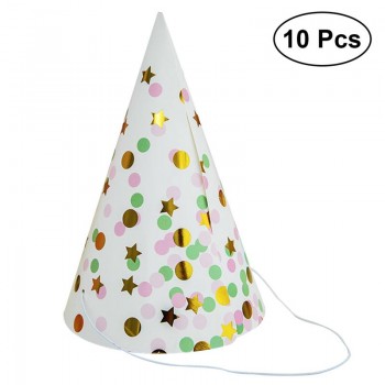 10pcs/set Colorful Stylish Elastic Cute Paper Party Hats Festive Prop for Anniversary Party Adults Kids, Birthday Cartoon Hats