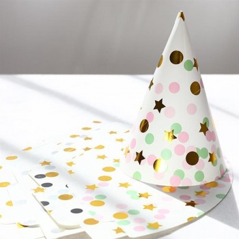 10pcs/set Colorful Stylish Elastic Cute Paper Party Hats Festive Prop for Anniversary Party Adults Kids, Birthday Cartoon Hats