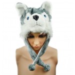 Fashion Animal Hat Siberian Husky Cap Fluffy Plush Cartoon Perfect Gifts Unisex