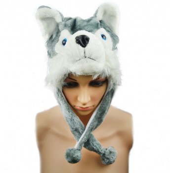 Fashion Animal Hat Siberian Husky Cap Fluffy Plush Cartoon Perfect Gifts Unisex