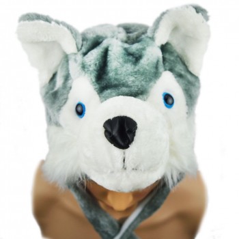 Fashion Animal Hat Siberian Husky Cap Fluffy Plush Cartoon Perfect Gifts Unisex