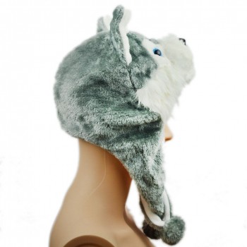 Fashion Animal Hat Siberian Husky Cap Fluffy Plush Cartoon Perfect Gifts Unisex
