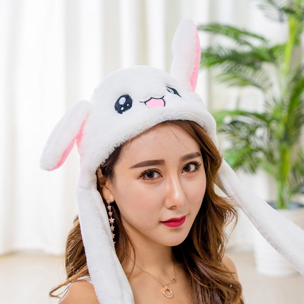 Moving Plush Ear Rabbit Party Hat For Adult Children Funny Hand Pinching Airbag Magnet Ear To Move Vertical Ears Cap Chapeau