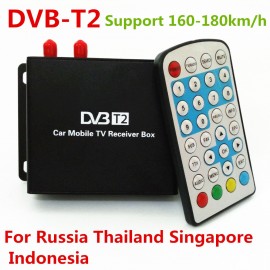 Two Chip DVB-T2 MPEG-4 MPEG-2 Car Digital TV Receiver Box For Russia Thailand Singapore Indonesia Support 160-180km/h Speed