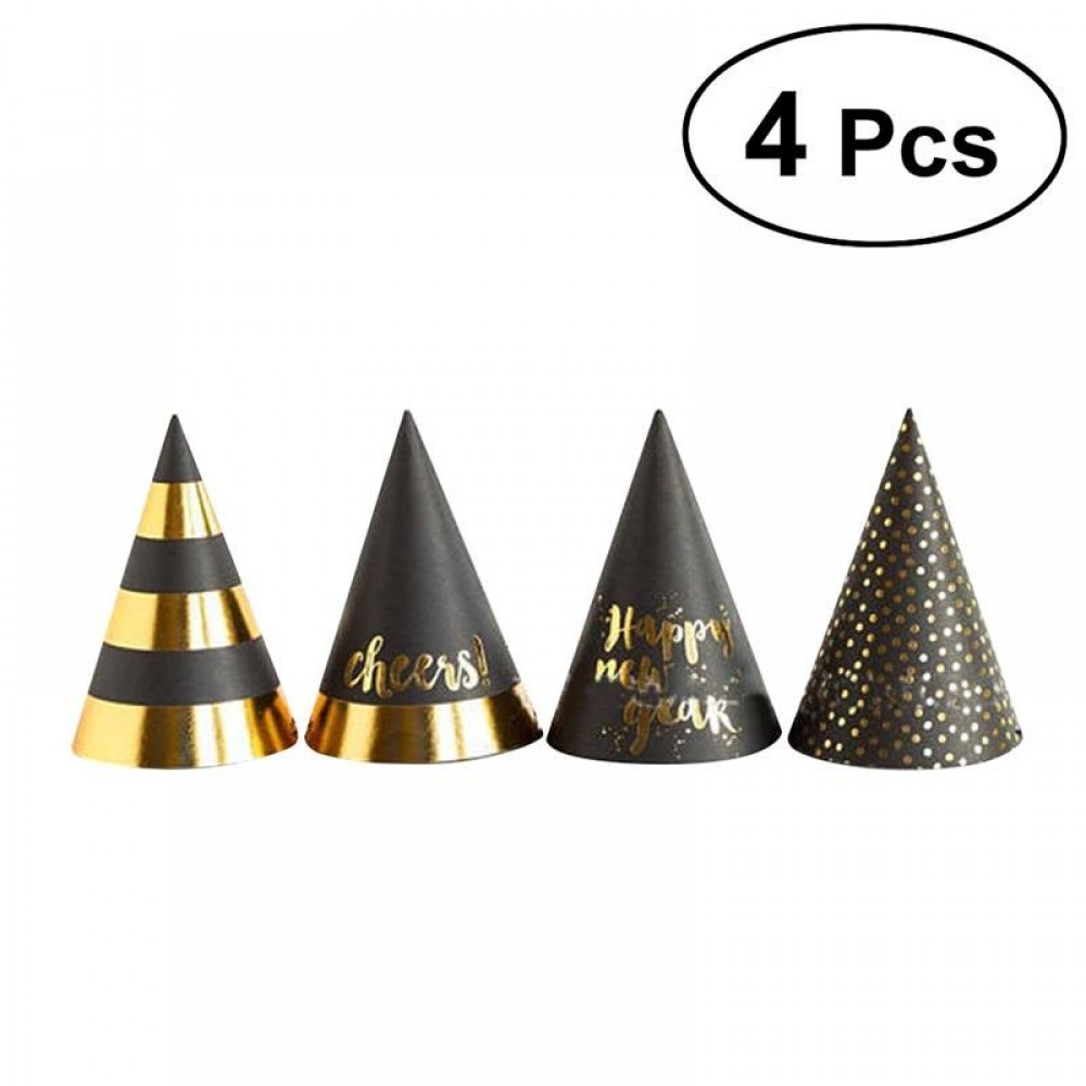 4pcs New Years Party Hats Cone Hats Decorative Novelty Toy Cartoon Hats For KidS Party Supplies