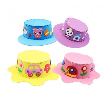 3pcs/lot Children Party Hat Handmade Sunhat EVA DIY Hat  Handcraft Toys  Puzzle DIY Material Package Childrens Day Gifts