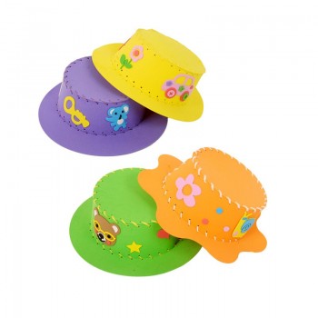 3pcs/lot Children Party Hat Handmade Sunhat EVA DIY Hat  Handcraft Toys  Puzzle DIY Material Package Childrens Day Gifts