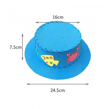 3pcs/lot Children Party Hat Handmade Sunhat EVA DIY Hat  Handcraft Toys  Puzzle DIY Material Package Childrens Day Gifts