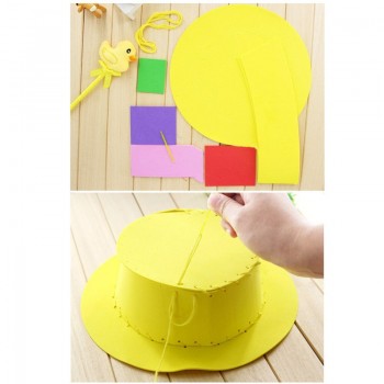 3pcs/lot Children Party Hat Handmade Sunhat EVA DIY Hat  Handcraft Toys  Puzzle DIY Material Package Childrens Day Gifts