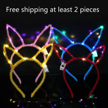 2018 New Glow Rabbit Ear Hair Hoop Bunny Glow Headband Night Market Hot Toys