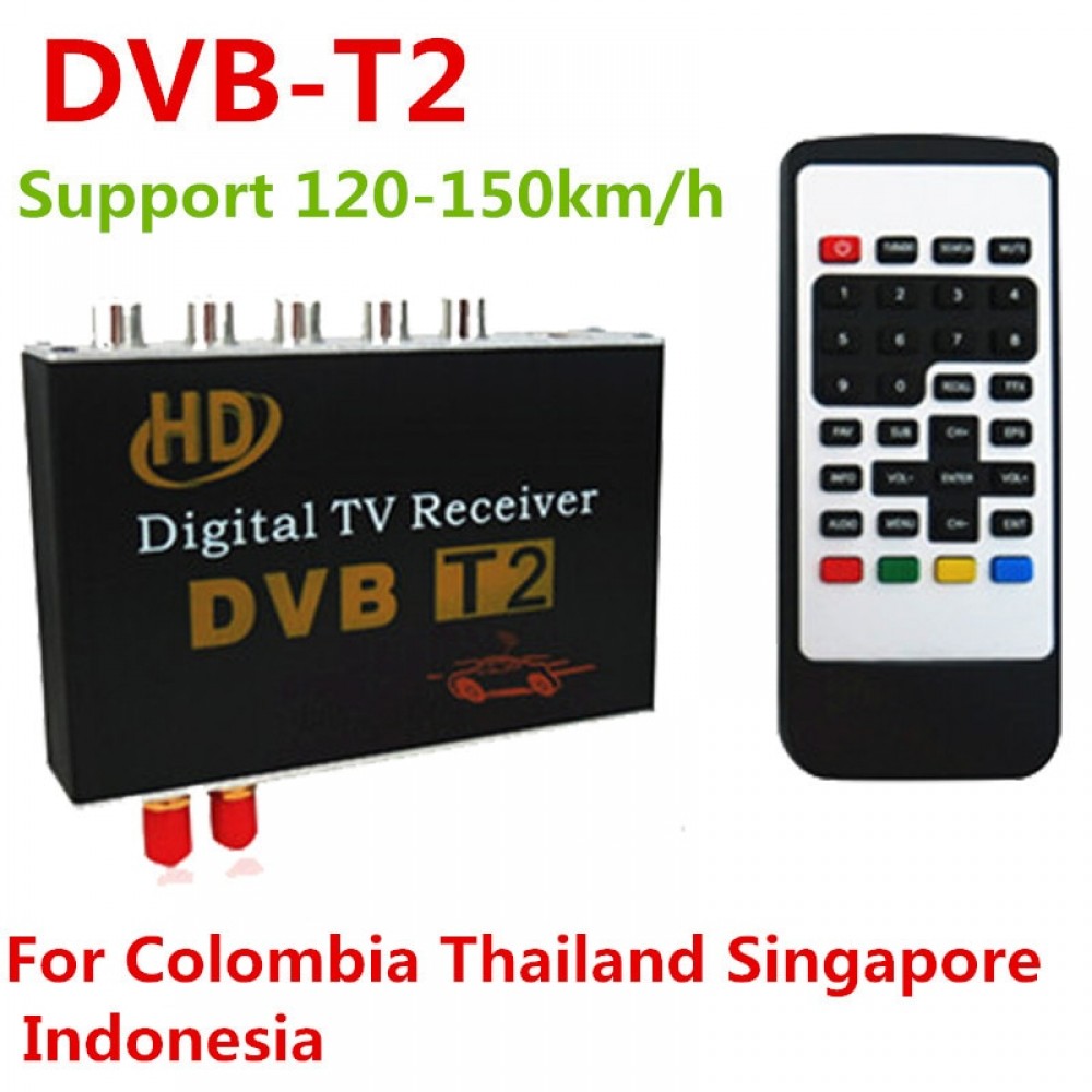 DVB-T2 H.264 MPEG-4 MPEG-2 Car Digital TV Receiver Box For Thailand Singapore Malaysia Colombia Support 120-150km/h Speed