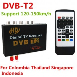 DVB-T2 H.264 MPEG-4 MPEG-2 Car Digital TV Receiver Box For Thailand Singapore Malaysia Colombia Support 120-150km/h Speed