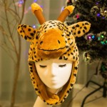 Plush giraffe animal headdress Set head cap photo props cosplay toy hat plush toy Christmas Halloween birthday party dress up