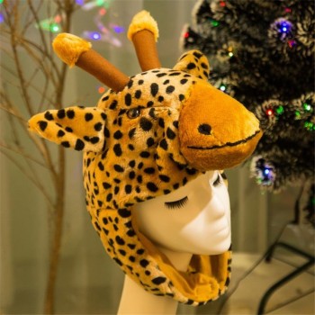 Plush giraffe animal headdress Set head cap photo props cosplay toy hat plush toy Christmas Halloween birthday party dress up