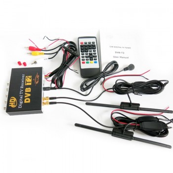 Car DVB-T2 TV Receiver Dual Tuner DVBT2 For Car DVD High Speed Mpeg4 Car Digital TV Box Tuner Auto Mobile DVB-T2 Receiver Box
