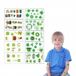 24Pcs Irish Shamrock Four Leaf Clover Waterproof Stickers Temporary Tattoos Cartoon Hat for Saint Patricks Day Party - Random