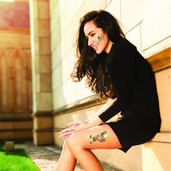24Pcs Irish Shamrock Four Leaf Clover Waterproof Stickers Temporary Tattoos Cartoon Hat for Saint Patricks Day Party - Random