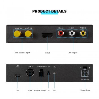 DVB-T Car TV Box Mobile Digital Receiver HD/SD UHF 470MHz - 862MHz /VHF 174MHz - 230MHz Dual Tuners USB HDMI AV-out TV/Radio