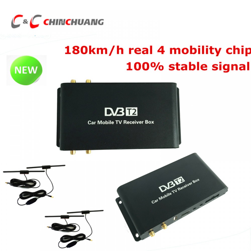 180-200km/h Car Mobile DVB-T2 4 Antennas 4 Mobility Chips DVB T2 Car Digital Car TV Tuner HD 1080P Receiver BOX for Car DVD