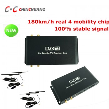 180-200km/h Car Mobile DVB-T2 4 Antennas 4 Mobility Chips DVB T2 Car Digital Car TV Tuner HD 1080P Receiver BOX for Car DVD